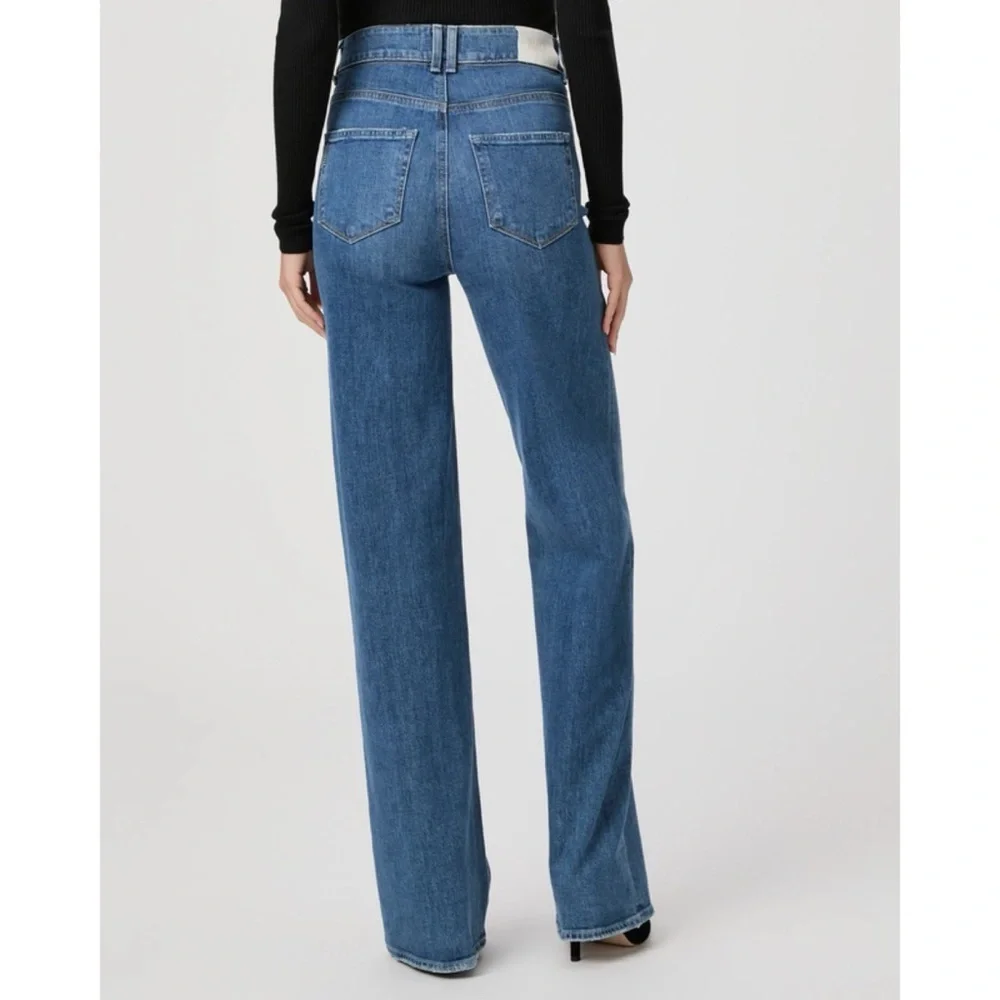 NWT Paige Sasha Wide-Leg Jeans Jewel Button Chance Distressed 28 - Picture 9 of 10